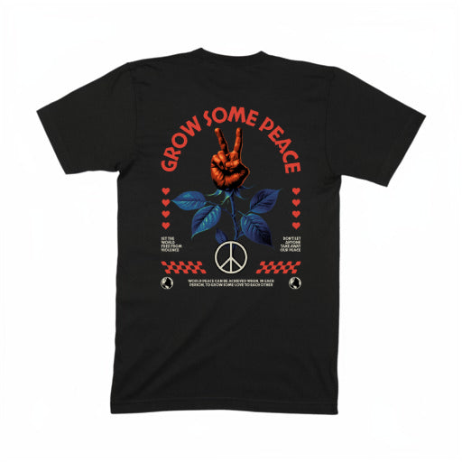GROW SOME PEACE ESSENTIAL BLACK TEE