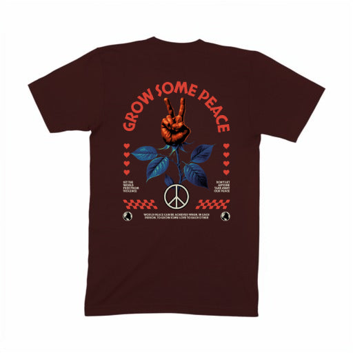 GROW SOME PEACE ESSENTIAL BURGENDY TEE