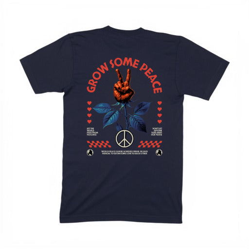 GROW SOME PEACE ESSENTIAL NAVY TEE