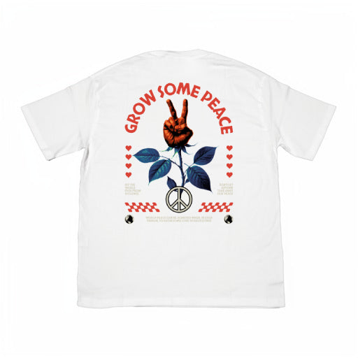 GROW SOME PEACE OVERSIZE WHITE TEE